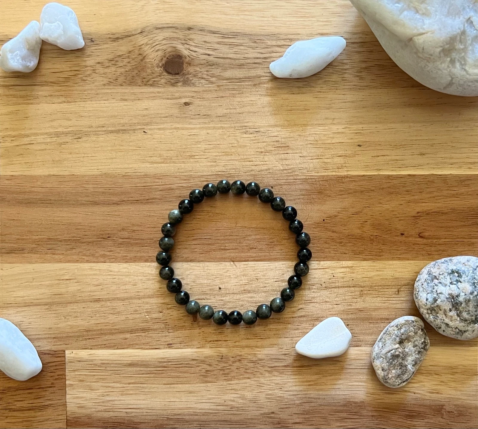 Bracelet obsidienne doré